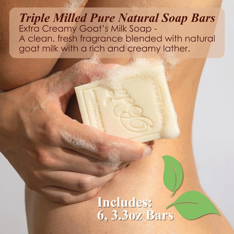 BELA Extra Creamy Goat Milk Soap 3.3 OZ Pack of 6, Long Lasting French Triple Milled Bar Soap Enriched with Organic Shea Butter, Hand, Face and Body Wash Bar, Made in Australia - Image 2